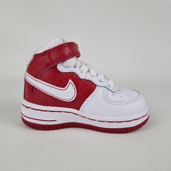 Nike Air Force 1 Mid TD TODDLERS Shoes White/Red Sneakers Size 3c - Picture 3 of 8